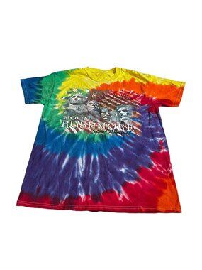 Tye Dye Mount Rushmore We The People American Tshirt Rainbow Souvenir Tee Size L